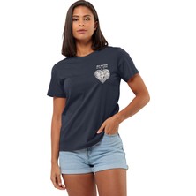 Jack Wolfskin Lacivert Kadın Bisiklet Yaka T-Shirt 1809701_1010_DISCOVER Heart T W