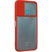 Newface Infinix Hot 9 Kılıf Palm Buzlu Kamera Sürgülü Silikon - Kırmızı 24051