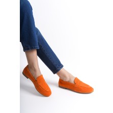 Mubiano Collection Mubiano Hakiki Deri Collection Kadın Süet Loafer & Babet Oranj -MCMNG2103-ORJ
