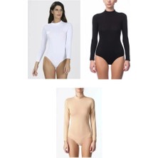 Nbb 2960 Kadın Uzun Kol Çok Renkli Çıtçıtlı Body 6 Adet