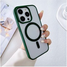 HappyCase iPhone 13 Pro Kılıf Sararmaz Renkli Magsafe Destekli Silikon Kapak Kılıf Hakiyeşil