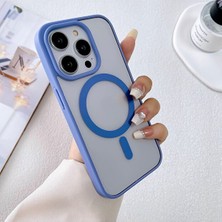 HappyCase iPhone 14 Plus / 15 Plus Kılıf Sararmaz Renkli Magsafe Destekli Silikon Kapak Kılıf Açık Mavi