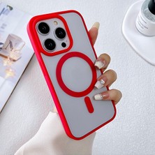 HappyCase iPhone 14 Plus / 15 Plus Kılıf Sararmaz Renkli Magsafe Destekli Silikon Kapak Kılıf Kırmızı