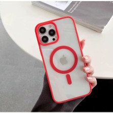 HappyCase iPhone 14 Plus / 15 Plus Kılıf Sararmaz Renkli Magsafe Destekli Silikon Kapak Kılıf Kırmızı