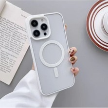 HappyCase iPhone 14 Plus / 15 Plus Kılıf Sararmaz Renkli Magsafe Destekli Silikon Kapak Kılıf Krem