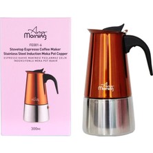 Any Morning FE001-6 Espresso Kahve Makinesi Paslanmaz Çelik Indüksiyonlu Moka Pot 300 ml Bakır