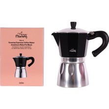 Any Morning Hes-6 Espresso Kahve Makinesi Alüminyum Moka Pot 240 ml Siyah