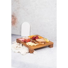 Just Wood Justwood Tityos Küp Ayaklı 25X25 cm Ahşap Kare Pasta Sunum Servis Tabağı