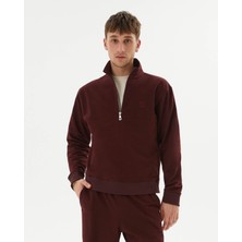 Ayma Active Kahverengi Gri Erkek Organik Pamuk Dik Yaka Sweatshirt
