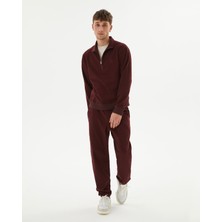 Ayma Active Kahverengi Gri Erkek Organik Pamuk Dik Yaka Sweatshirt