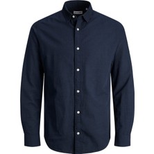 Jack & Jones Jjelinen Blend Shirt Ls Sn Navy