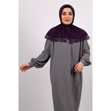 Hürrem Bone Mürdüm Pratik Hazır Geçmeli Tesettür Eşarp Viskon Kumaş Çıtçıtlı Dantelli 2105_07