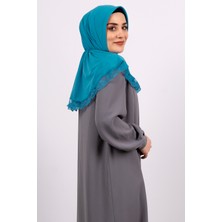 Hürrem Bone Mavi Pratik Hazır Geçmeli Tesettür Eşarp Viskon Kumaş Çıtçıtlı Dantelli 2105_34