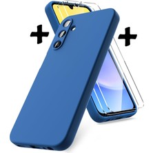 MTK Moveteck Galaxy A55 Kılıf Kamera Korumalı Yumuşak Renkli Silikon + 9h Ekran Koruyucu Cam 2'li Set