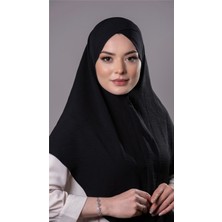 Hürrem Bone Siyah Pratik Hazır Geçmeli Tesettür Eşarp Aerobin Kumaş  Çapraz Hijab 2307_01