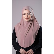 Hürrem Bone Pudra Pratik Hazır Geçmeli Tesettür Eşarp Sandy Kumaş Düz Hijab 2308_06