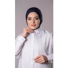 Hürrem Bone Lacivert Pratik Hazır Geçmeli Tesettür Eşarp Sandy Kumaş Arkadan Çıtçıtlı 2206_02