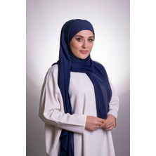 Hürrem Bone Lacivert Pratik Hazır Geçmeli Bone Şal Şifon Çapraz 2001_02