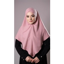 Hürrem Bone Pudra Pratik Hazır Geçmeli Tesettür Eşarp Pamuk Caz Kumaş Tek Katlı Çapraz Hijab 2305_06