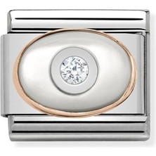 Nomination Composable Classic Dekoratif Link - Taşlar Oval - Inci Tanesi -  9k Rose Altın
