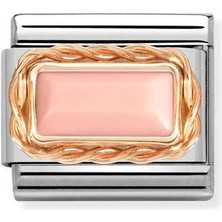 Nomination Composable Classic Dekoratif Link - Baget Taş - Pembe Mercan -  9k Rose Altın