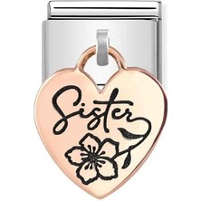 Nomination Composable Classic Dekoratif Charm - Charm Plakalar - Kalp Kız Kardeş -  9k Rose Altın