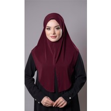 Hürrem Bone Bordo Pratik Hazır Geçmeli Tesettür Eşarp Sandy Kumaş Yırtmaçlı Düz Hijab 2310_16