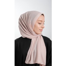 Hürrem Bone Pudra Pratik Hazır Geçmeli Tesettür Şal Örme Kumaş Sade 2118_06