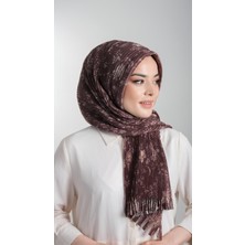 Hürrem Bone Kahverengi Pratik Hazır Geçmeli Tesettür Eşarp Kesik Elyaf Piliseli Çiçek Desenli 1818D6_14