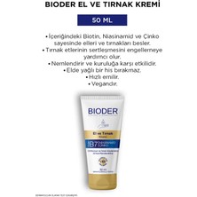 Bioder El ve Tırnak Kremi Cilt Bariyeri ve Tırnak Güçlendirici - Vitamin B7 Niasinamid Çinko 2'li 50 ml