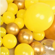 Balonevi Parlak Krom Altın ve Pastel Sarı Balon 10 Adet