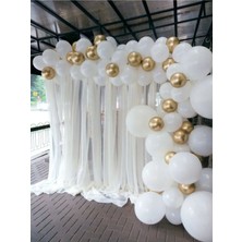 Balonevi Balon Zincir Seti 60 Adet Pastel ve Krom Renkler ( Gold,pastel Beyaz )