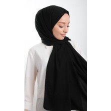 Hürrem Bone Siyah Medine Ipeği Şal Medine Ipeği Düz Klasik 202103_01