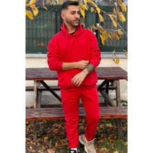 Yakamel Erkek Kalın 3 Iplik Kapşonlu Eşofman Takımı