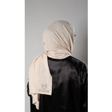 Hürrem Bone Bej Pratik Hazır Geçmeli Tesettür Şal Örme Kumaş Taşlı Çiçek Desenli 2118C_12