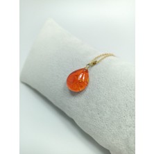 Hanecambaz Turuncu Murano Cam Damla Kolye