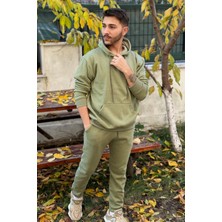 Yakamel Erkek Kalın 3 Iplik Kapşonlu Eşofman Takımı