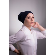 Halven Lacivert Pratik Hazır Geçmeli Iç Bone Viskon Kumaş Çapraz Tek Bantlı 3004_02