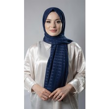 Hürrem Bone Lacivert Desenli Şal Şifon Kumaş Kareli Çizgili 202107_02