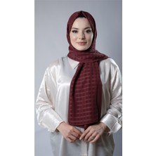 Hürrem Bone Bordo Desenli Şal Şifon Kumaş Kareli Çizgili 202107_16