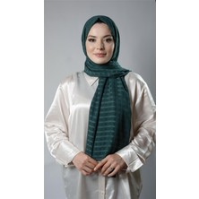 Hürrem Bone Zümrüt Desenli Şal Şifon Kumaş Kareli Çizgili 202107_37