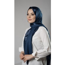Hürrem Bone Petrol Mavisi Şerit Çizgili Şal Viskon Kumaş Bursa Dolama 202109_17