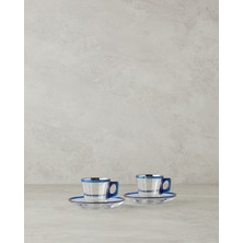 English Home Ador Cam 4 Parça 2 Kişilik Kahve Fincan Takımı Lacivert