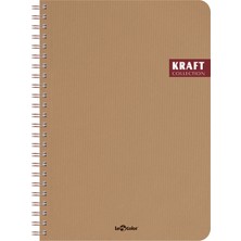 Le Color Kraft Ofis Defter Spiralli Çizgili Kahve