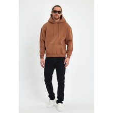 Kef Clothing Kahverengi Hoodie, Oversize Sweatshirt, Erkek Hoodie, Kanguru Cep Kapüşonlu