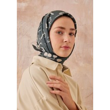 Fresh Luna Desen Pamuk Ipek Eşarp Yeşil