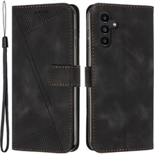 Cool-M Case Samsung Galaxy A25 5g Manyetik Kasa Pu Deri Üçgen Baskılı Akıllı Telefon Kılıfı (Yurt Dışından)