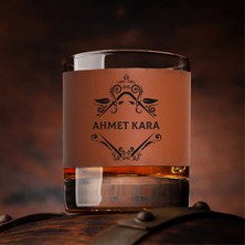 Hediyemen Orijinal Tasarımlı Isimli Taba Deri Kaplı Viski Bardağı