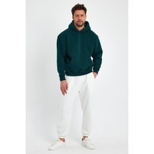 Kef Clothing Koyu Yeşil Hoodie, Oversize Sweatshirt, Erkek Hoodie, Kanguru Cep Kapüşonlu