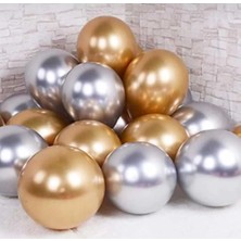 Balonevi Parlak Krom Gold ve Krom Gümüş Balon 10 Adet